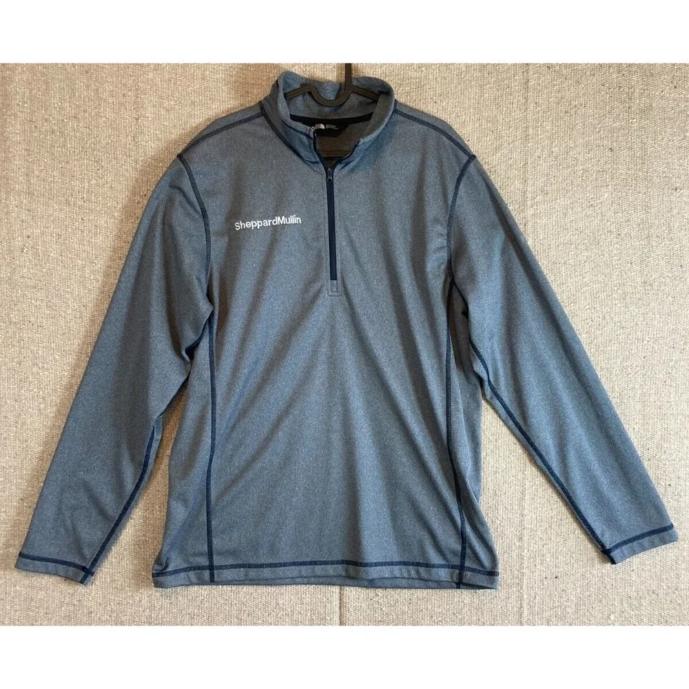 Mens Sz Large THE NORTH FACE 1/4 Zip Pullover Sweater Gray *EMBROIDERED*‎
